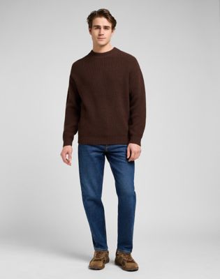 Relaxed Chunky Crew Neck Sweater in Arabica