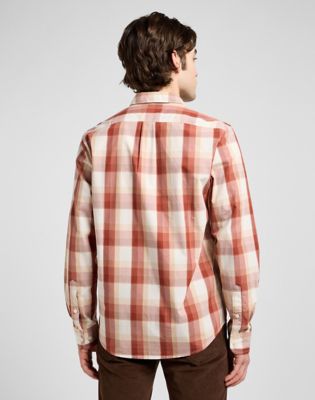 Lee+Regular+Button+Down+Shirt+Red+Clay+Plaid+Taille+XXL