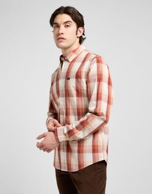 Regular Lightweight Button Down Shirt in Red Clay Plaid