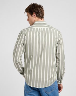 Lee Regular Button Down Shirt Olive Stone Stripe, Lee