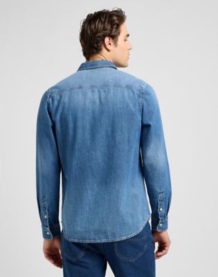 Regular Leesure Shirt Mid Blue Denim, Lee
