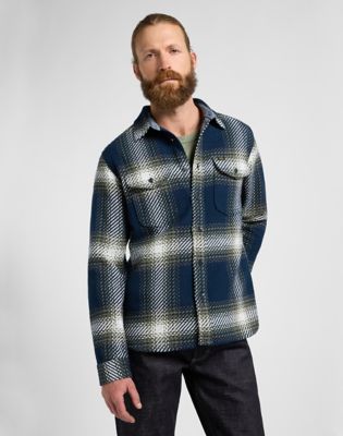 Lee 101 Heritage Workwear Relaxed Shirt Green Navy Plaid, Lee