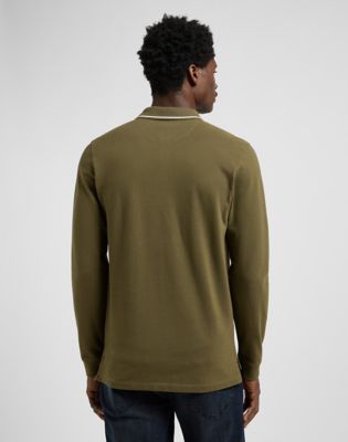 Lee Long Sleeve Regular Pique Polo Army Green, Lee