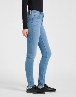 Lee Women’s Slim Fit High Rise Skinny Jeans With Frayed Hem - Stretch Denim, 29\" Inseam