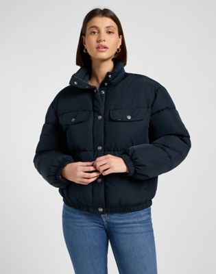 Relaxed Rider Synthetic Puffer Jacket in Black