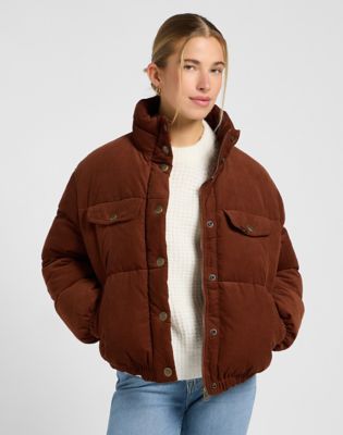 Relaxed Rider Synthetic Puffer Jacket in Luxe Brown