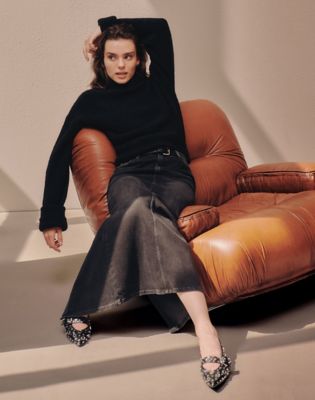 Back Slit Maxi Skirt in Dark Age