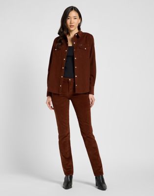 Marion Straight Corduroy Pant in Luxe Brown