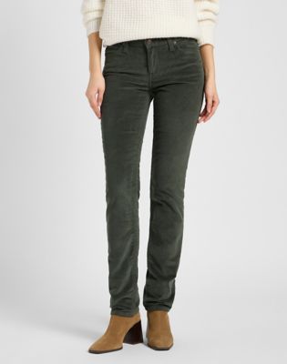Lee Marion Straight Corduroy Pant Olive Gray, Lee