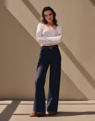 Lee Slim Long Sleeve Square Neck Top Bright White, Lee