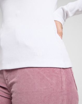 Slim Long Sleeve Square Neck Top in Bright White alternative view 4