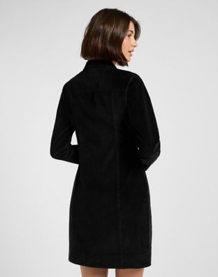 Slim Zip Front Dress in Black
