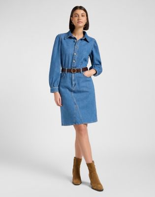 Regular Long Sleeve Dress:Fine Blue:XS alternative view 2