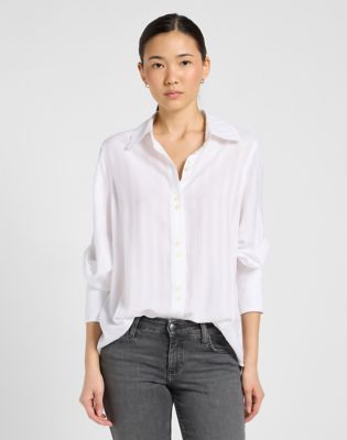 Loose Balloon Sleeve Shirt in Bright White