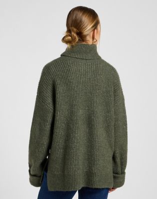 Lee Relaxed Wide Cuff Turtle Neck Olive Gray, Lee