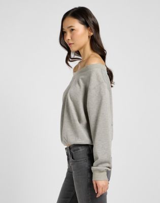 Off Shoulder Regular Sweatshirt in Grey Heather