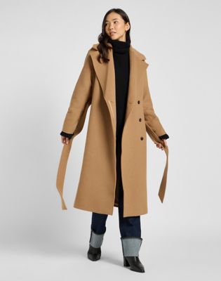 Relaxed Long Wool Coat in Dark Camel alternative view 2