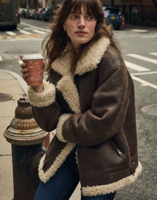 Loose Aviator Jacket in Luxe Brown