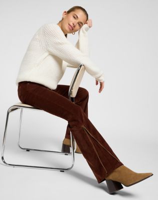Zipped Bootcut Corduroy Pant in Luxe Brown