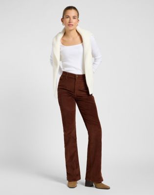 Zipped Bootcut Corduroy Pant in Luxe Brown alternative view 3
