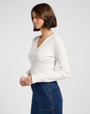 Slim Washed Waffle Henley in Ecru alternative view 3