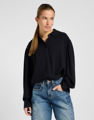 Regular Statement Collar Shirt in Unionall Black