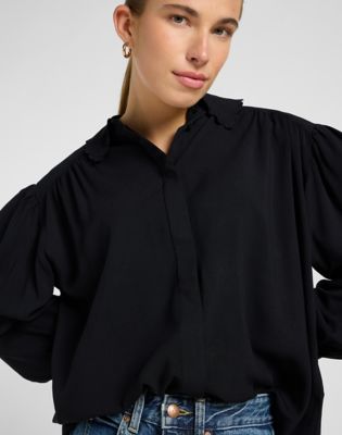Regular Statement Collar Shirt in Unionall Black