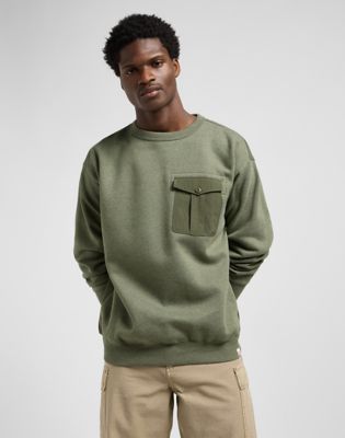 Relaxed Utility Crew Sweatshirt in Oak Moss