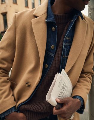 Lee Relaxed Long Wool Car Coat Camel, Lee