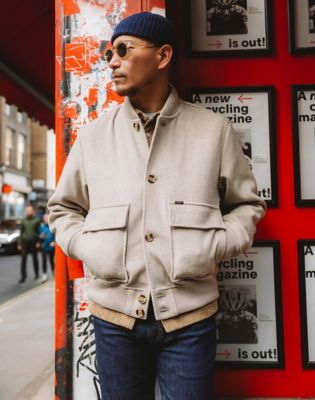 Regular Wool Bomber Jacket in Warm Gray Heather