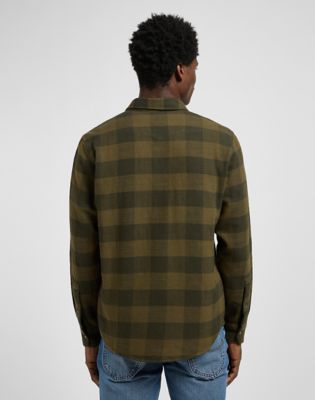 Lee Regular Clean Western Shirt Army Green Buffalo Check, Lee