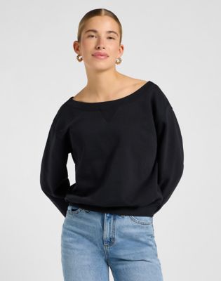 Off Shoulder Regular Sweatshirt in Unionall Black