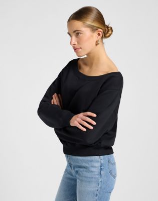 Off Shoulder Regular Sweatshirt in Unionall Black
