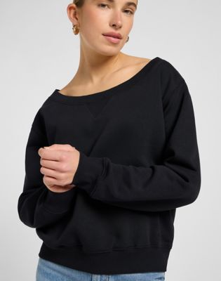 Off Shoulder Regular Sweatshirt in Unionall Black