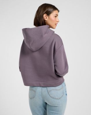 Lee Relaxed Cropped Hoodie Dusty Purple, Lee