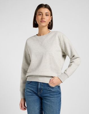 Relaxed Raglan Crew Sweatshirt in Grey Heather