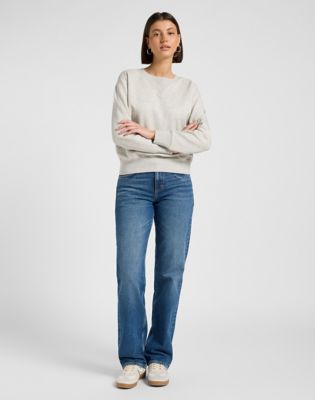 Relaxed Raglan Crew Sweatshirt in Grey Heather