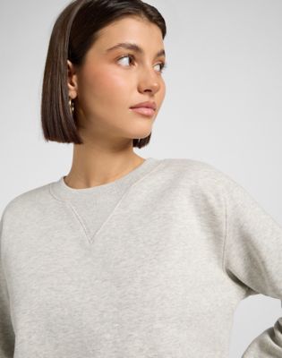 Relaxed Raglan Crew Sweatshirt in Grey Heather