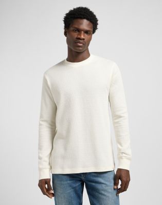 Regular Long Sleeve Waffle Tee in Ecru