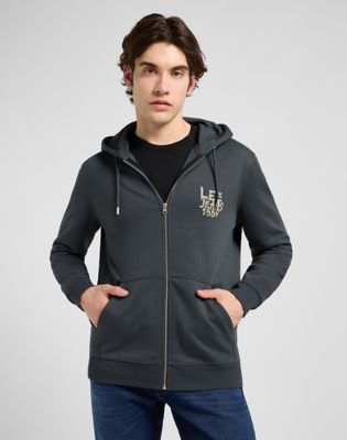 Regular Elevated Essential Zip Hoodie in Washed Black