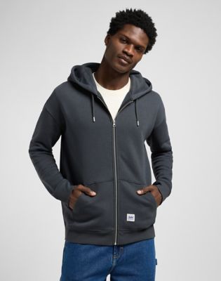 Workwear Relaxed Full Zip Hoodie in Washed Black