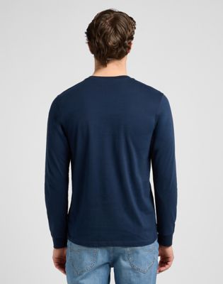 Regular Long Sleeve Wobbly Lee Tee Rivet Navy, Lee