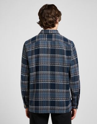 Lee Relaxed Textured 2 Pocket Shirt Mood Indigo Grey Plaid, Lee