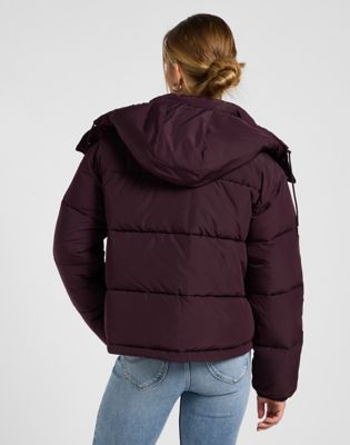 Lee Relaxed Hooded Short Puffer Deep Wine, Lee