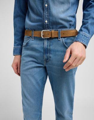Suede Leather Belt in Khaki
