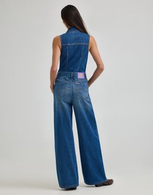 Women's Lee® x Ruohan Wang Wide Leg Denim Coverall in Mid Dark Shade alternative view 6