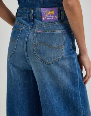 Women's Lee® x Ruohan Wang Wide Leg Denim Coverall in Mid Dark Shade alternative view 8