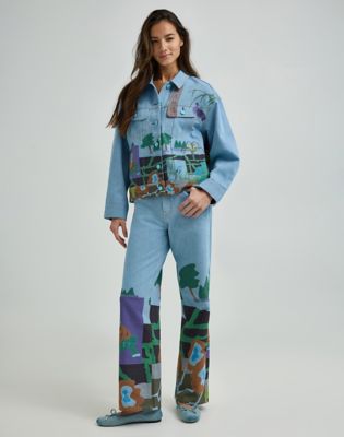 Women's Lee® x Ruohan Wang Rose Garden Print Wide Leg Jean in Light Shade alternative view