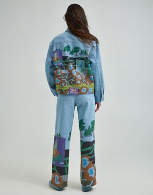 Women's Lee® x Ruohan Wang Rose Garden Print Wide Leg Jean in Light Shade alternative view 2
