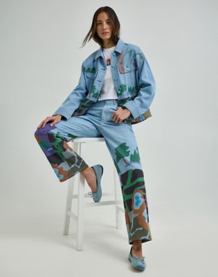 Women's Lee® x Ruohan Wang Rose Garden Print Wide Leg Jean in Light Shade alternative view 7